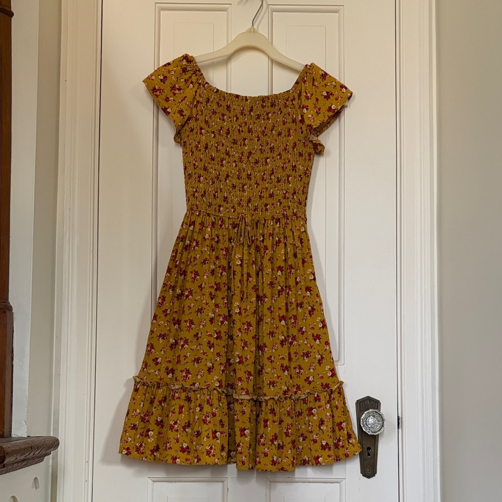 Mustard Floral Kids Dress